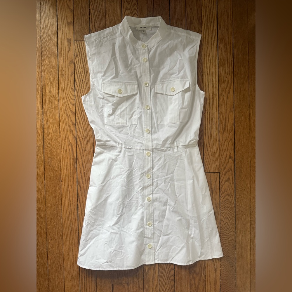 Frame Cap Sleeve Cotton Safari Shirtdress - Size XS